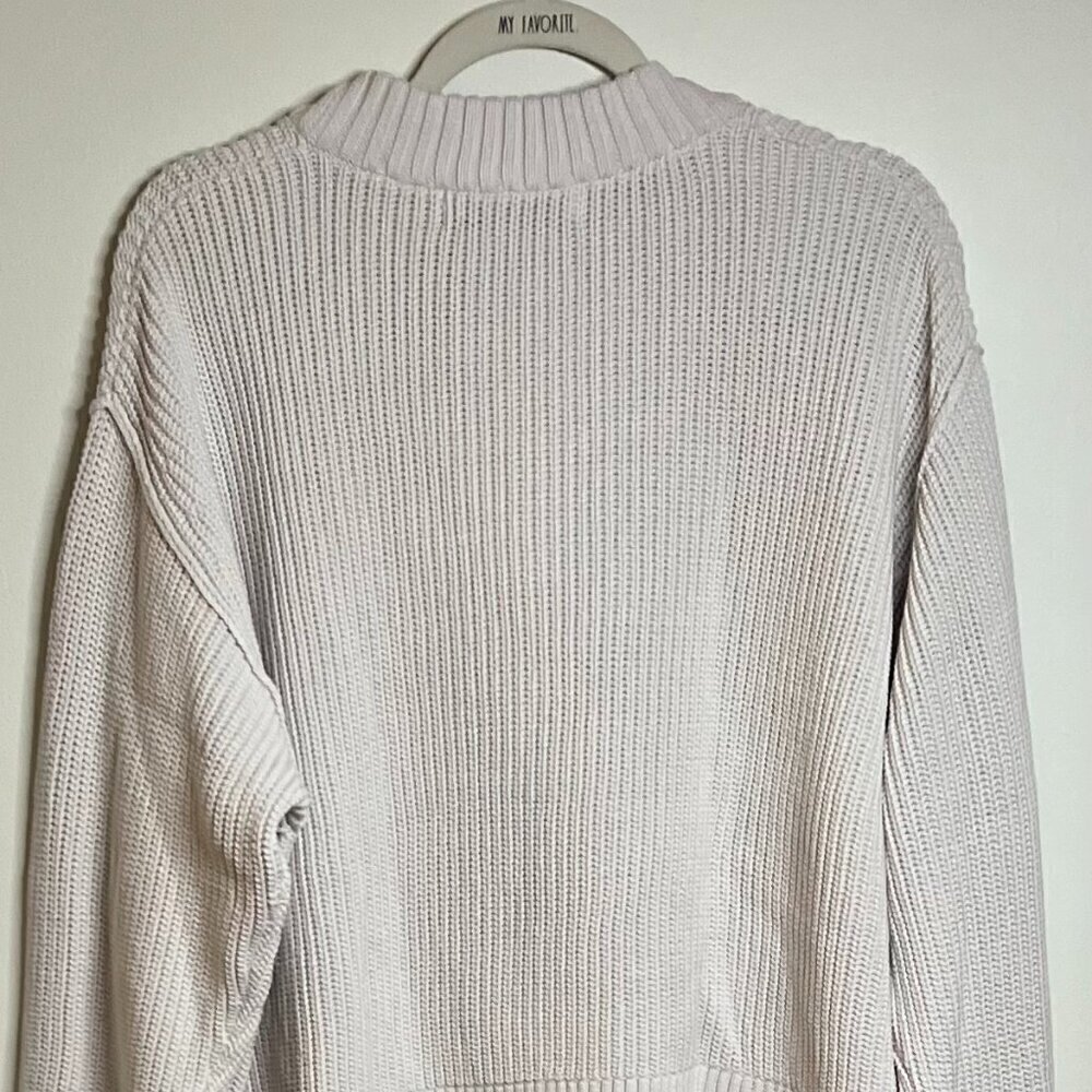 Rumored 'School's Out' Ecru Ripped Cropped Heavyweight Sweater Size L - Picture 3 of 8